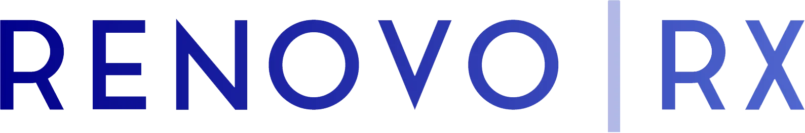 The RenovoRx wordmark: RENOVO beside RX, divided by a rule.